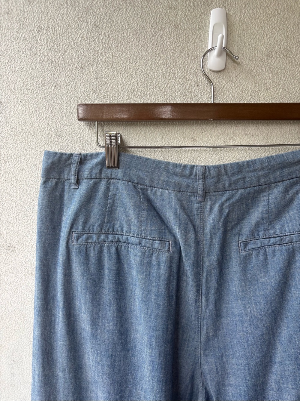 Lauren Ralph Lauren Chambray Pleated Wide Leg Pants 16 High Rise Cotton - Picture 7 of 13